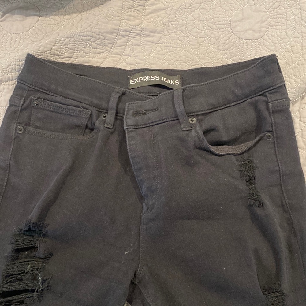 Express black ripped jeans size 8 long